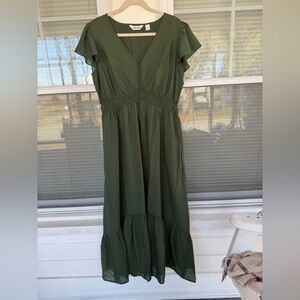 Lands End Vneck Flutter Sleeve Maxi Dress
